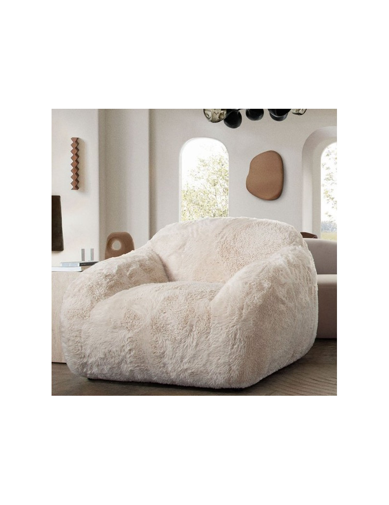Dawson Modern & Clean Design in Natural Fax Fur By Diamond Sofa
