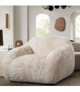 Dawson Modern & Clean Design in Natural Fax Fur By Diamond Sofa