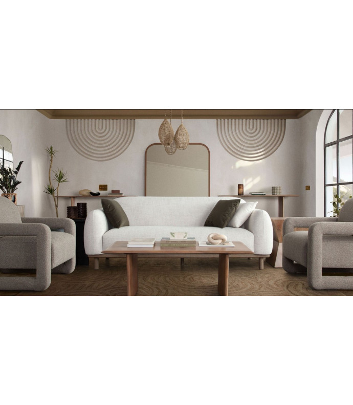 Larson Collection Sofa Modern & Clean Design in Light Barley Fabric By Diamond Sofa