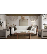 Larson Collection Sofa Modern & Clean Design in Light Barley Fabric By Diamond Sofa