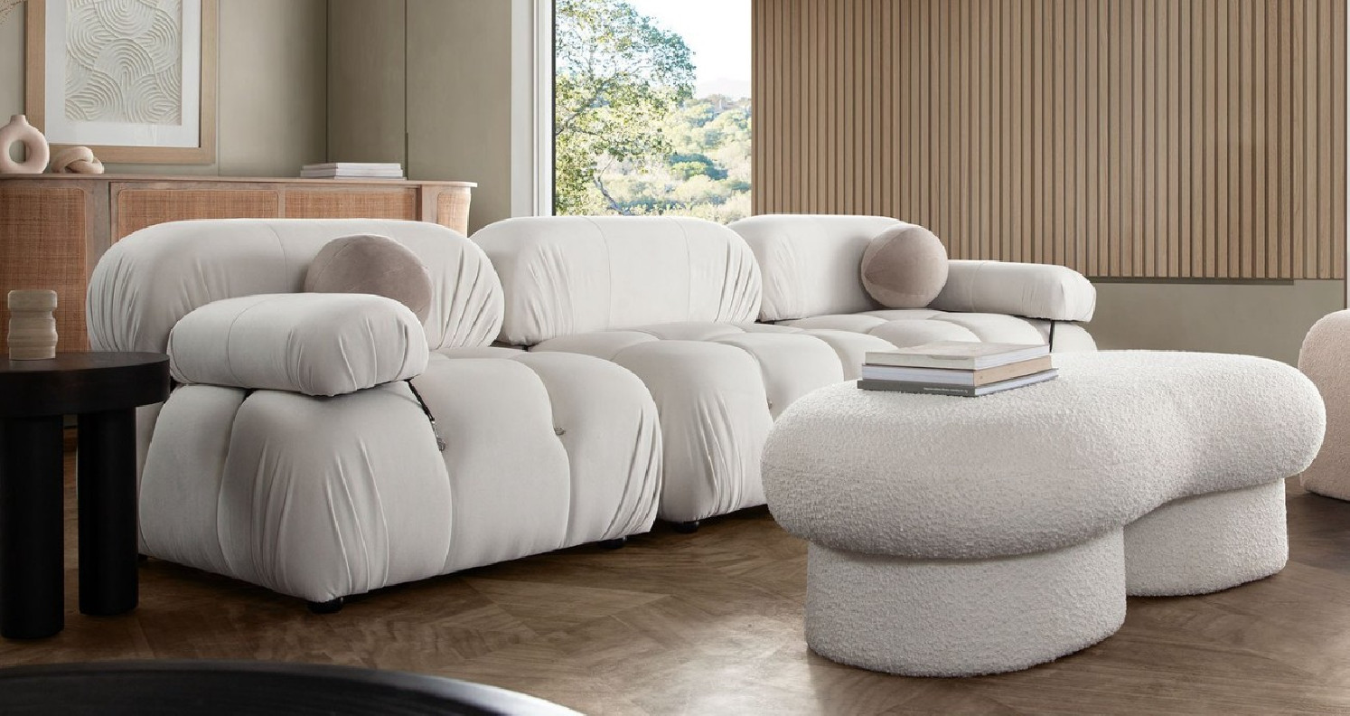 Paloma Collection 3PC Sectional Modern & Clean Design in Light Velvet By Diamond Sofa