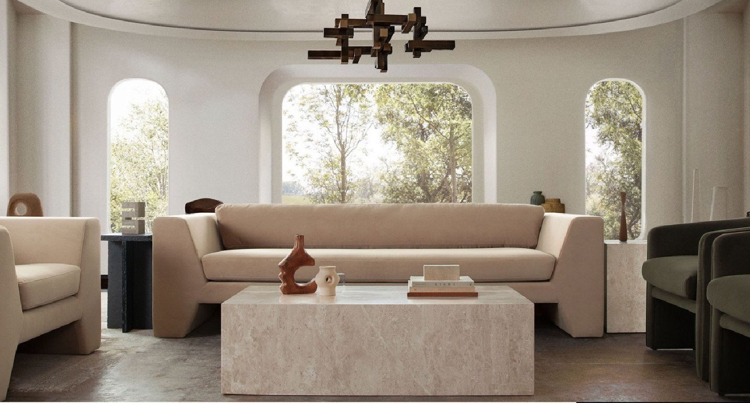Rift Collection 1Pc Sofa Modern & Clean Design Camel Performance Velvet Fabric By Diamond Sofa