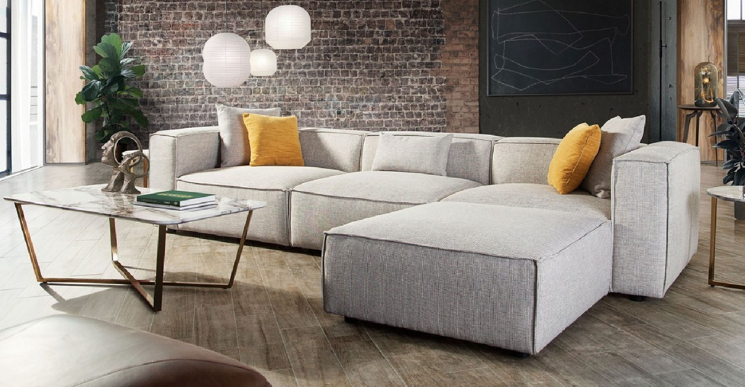 Vice Collection 4PC contemporary and modern Sectional in barley fabric by Diamond Sofa