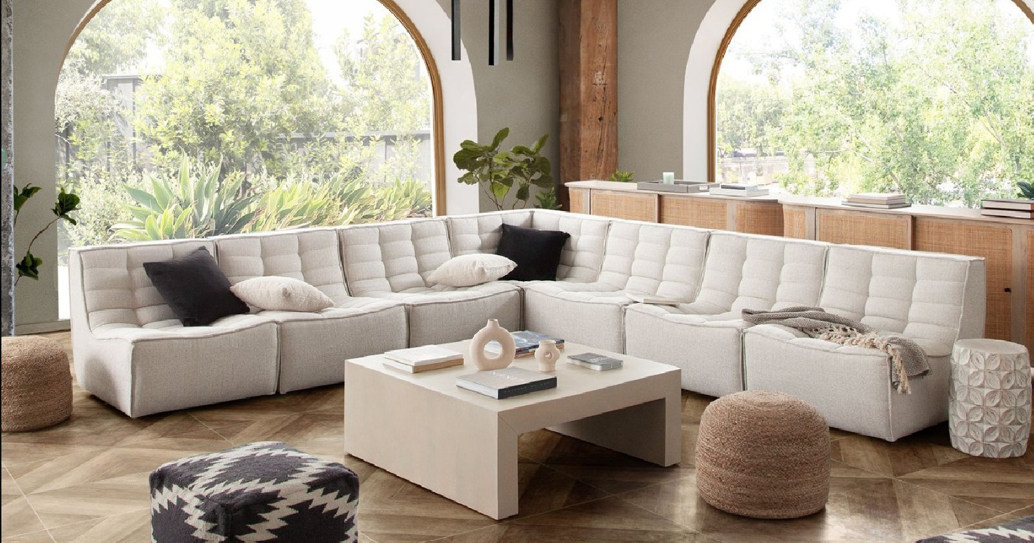 Marshall Collection 7PC contemporary and modern Sectional in Light Sand by Diamond Sofa