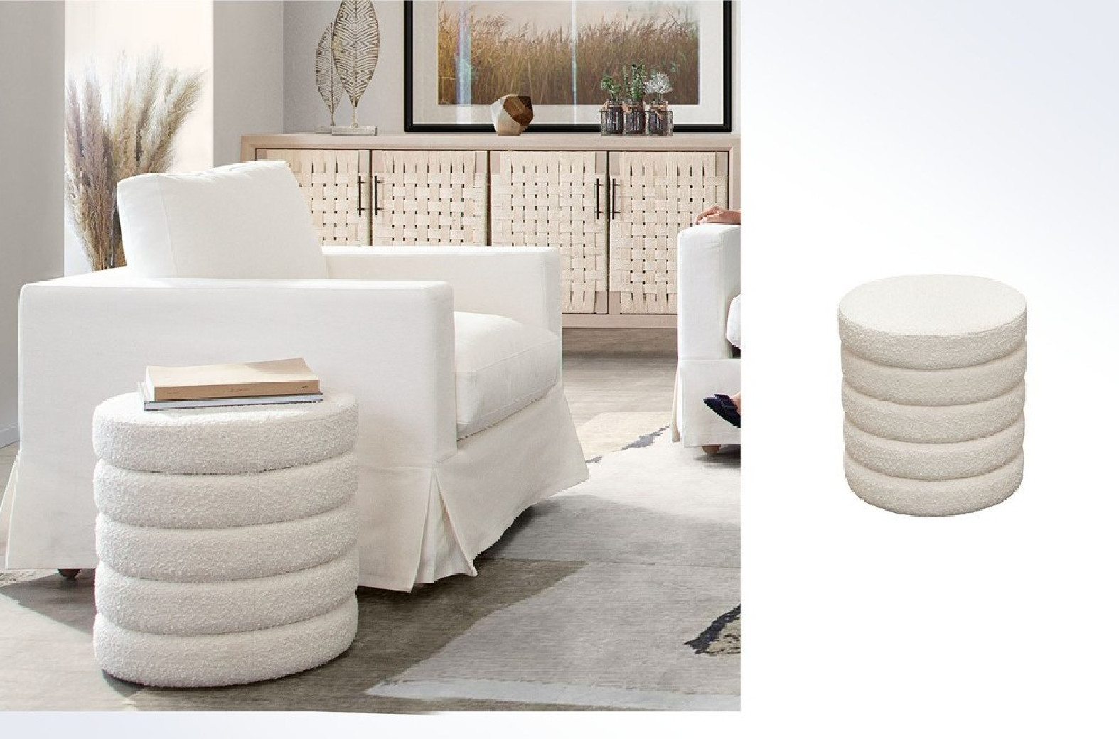 Savannah Collection Sofa Modern & Clean Design in White Natural Linen by Diamond Sofa