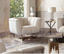 Venus Collection Sofa Modern & Clean Design in Cream Fabric By Diamond Sofa