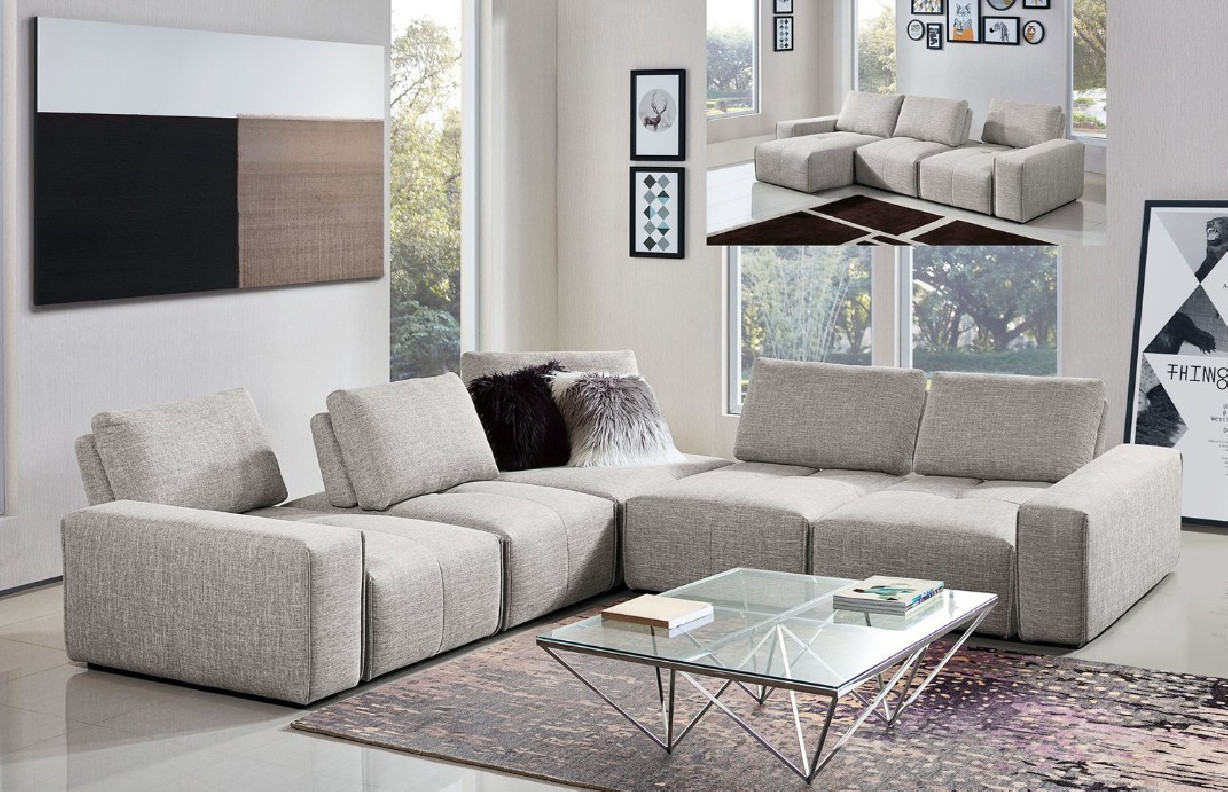 Jazz Collection 7PC Contemporary and modern Sectional in Barley Fabric by Diamond Sofa