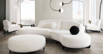 Vesper Collection 2PC Sectional Modern & Clean Design in Faux White Shearling By Diamond Sofa