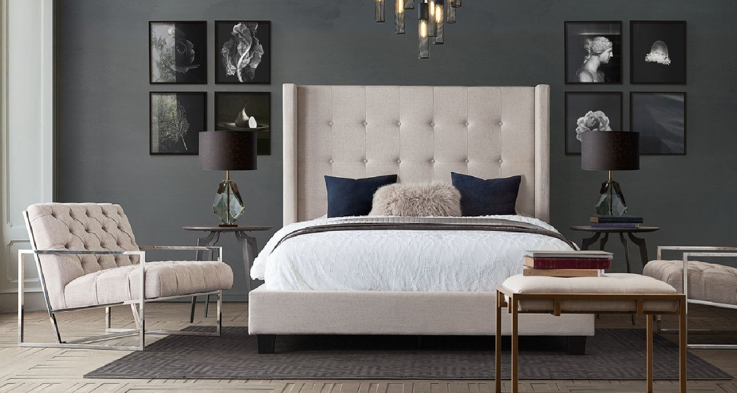 Madison Avenue Sand Fabric Queen Bed By Diamond Sofas