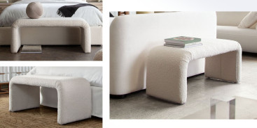 Eve Ivory Fabric Queen Bed by Diamond Sofas