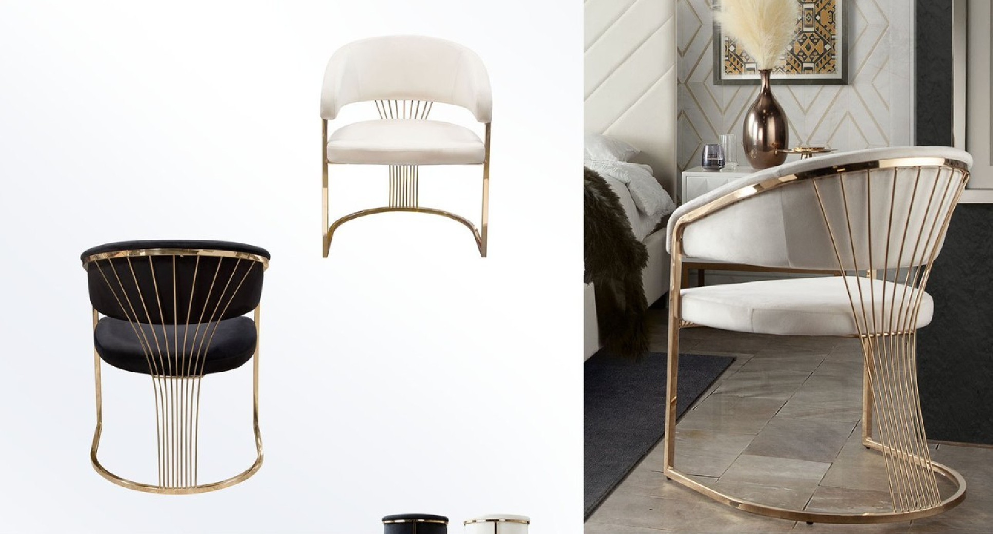 7PC Mirage White Top & Gold Frame Dining Table 120" / Cream Quinn Velvet Chairs Dining By Diamond Sofa