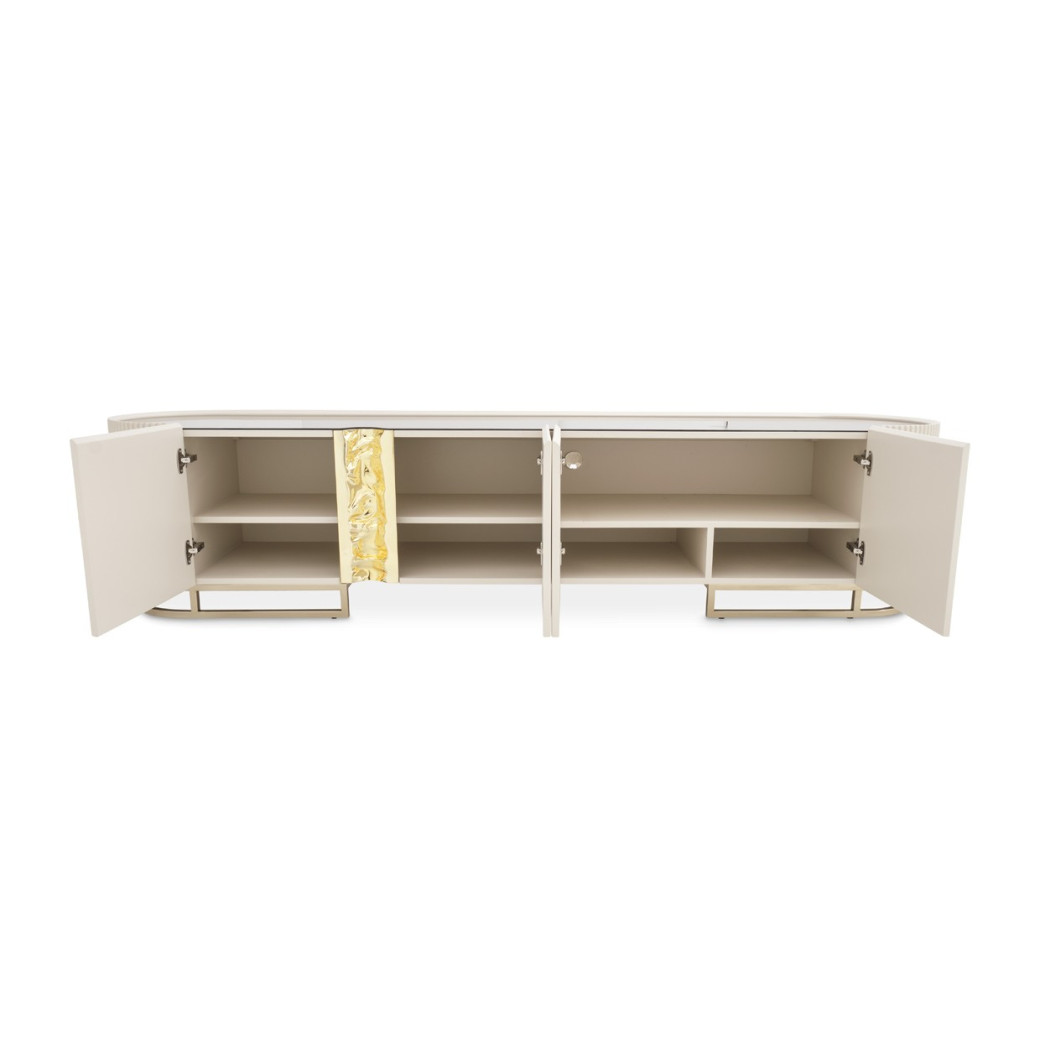 LFR-LSBN081-140 Media Cabinet Silken Matte Cream Lisbon Collection By Michael Amini