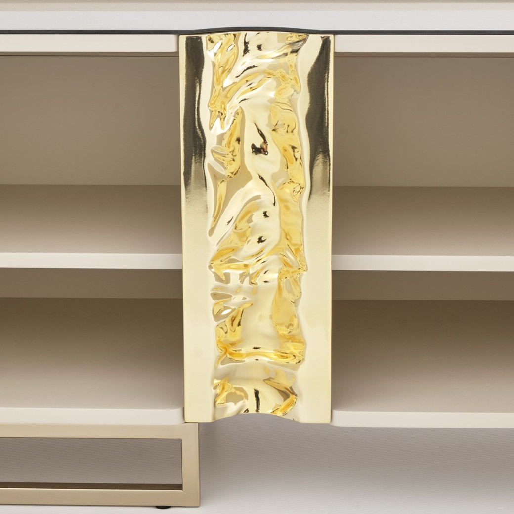 LFR-LSBN081-140 Media Cabinet Silken Matte Cream Lisbon Collection By Michael Amini