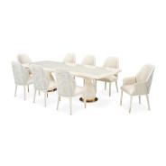 7PC Dining Set Lisbon Collection Silken Matte Cream Finish By Michael Amini LFR-LSBN002-140