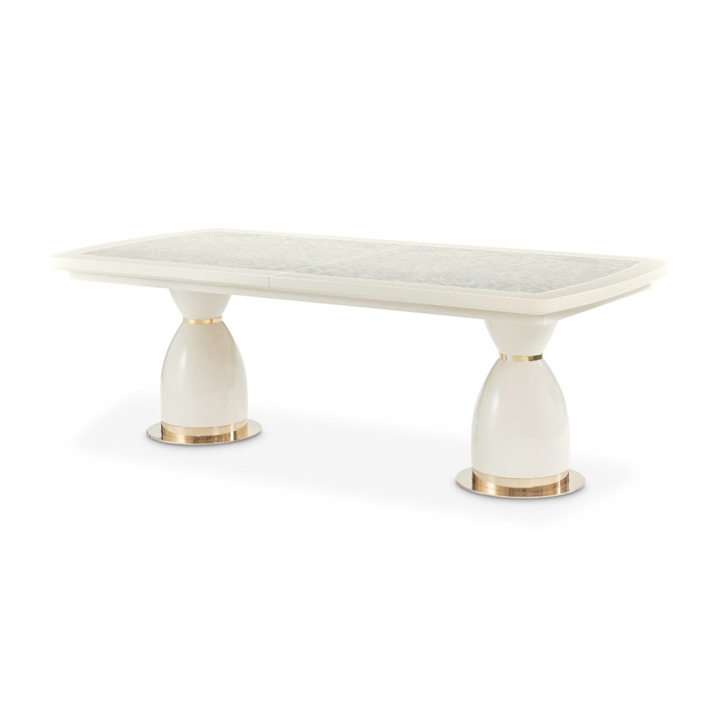 7PC Dining Set Lisbon Collection Silken Matte Cream Finish By Michael Amini LFR-LSBN002-140