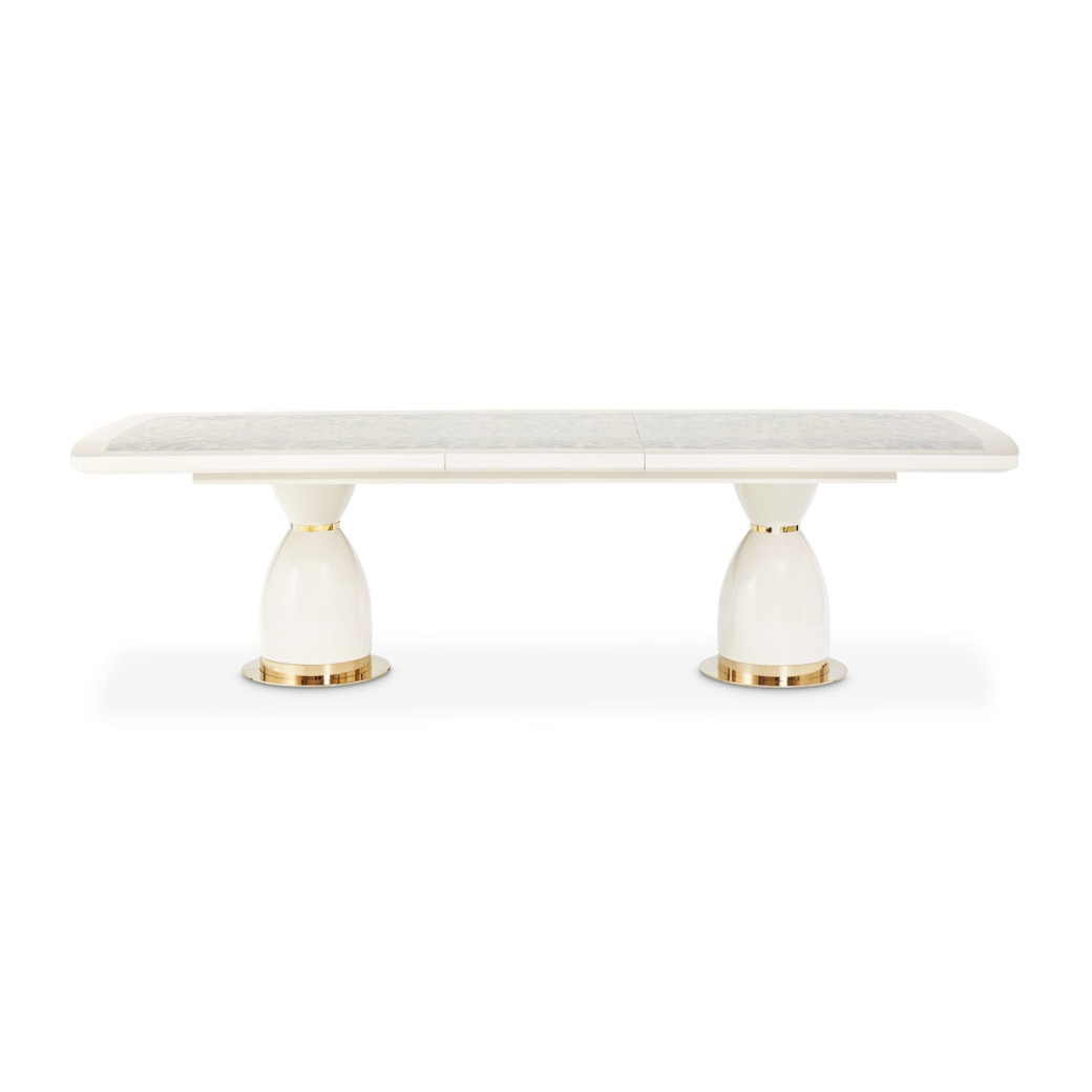 7PC Dining Set Lisbon Collection Silken Matte Cream Finish By Michael Amini LFR-LSBN002-140