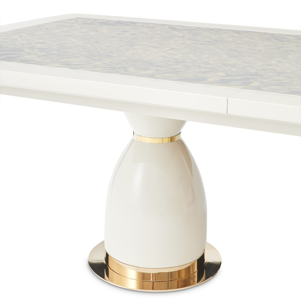 7PC Dining Set Lisbon Collection Silken Matte Cream Finish By Michael Amini LFR-LSBN002-140