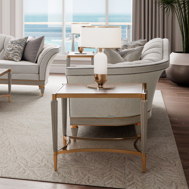 St.Charles End Table Dove Gray By Michael Amini 9088202-803