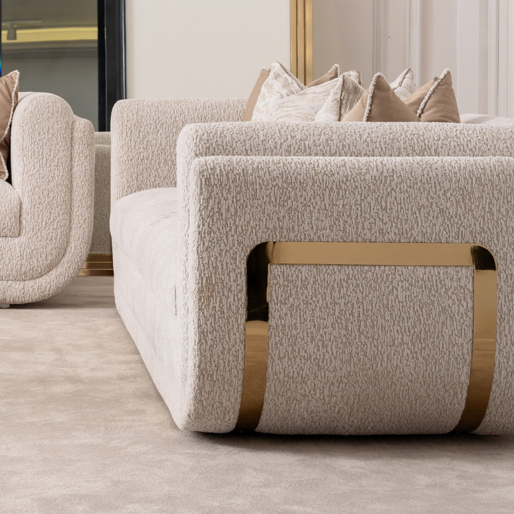 Standard Sofa Cashmere Bright Gold Savannah Breeze Collection By Michael Amini  LFR-SBRZ815-CSM-806