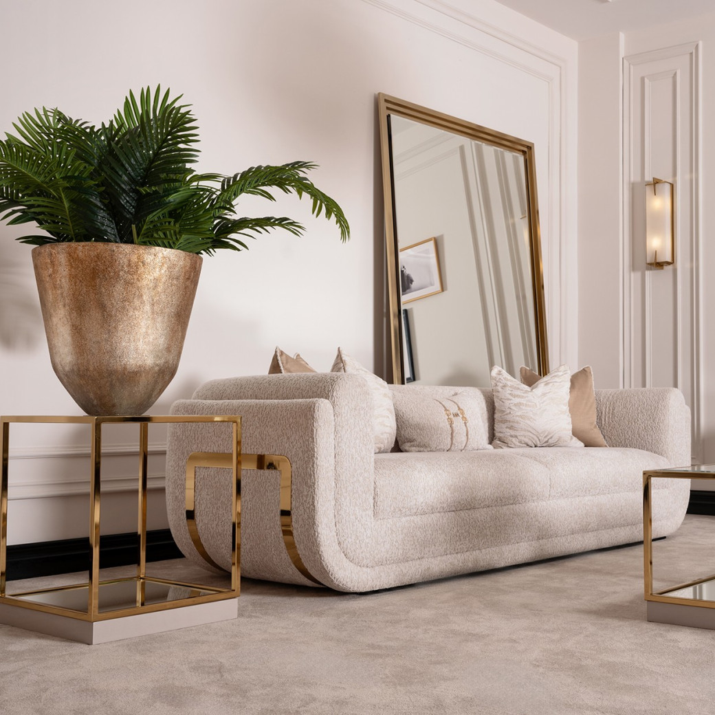 Standard Sofa Cashmere Bright Gold Savannah Breeze Collection By Michael Amini  LFR-SBRZ815-CSM-806