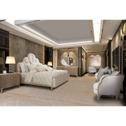 Queen Scalloped Panel Bed (3 pc) Malibu Crest Chardonnay Finish Collection by Michael Amini.9007000QN3-822