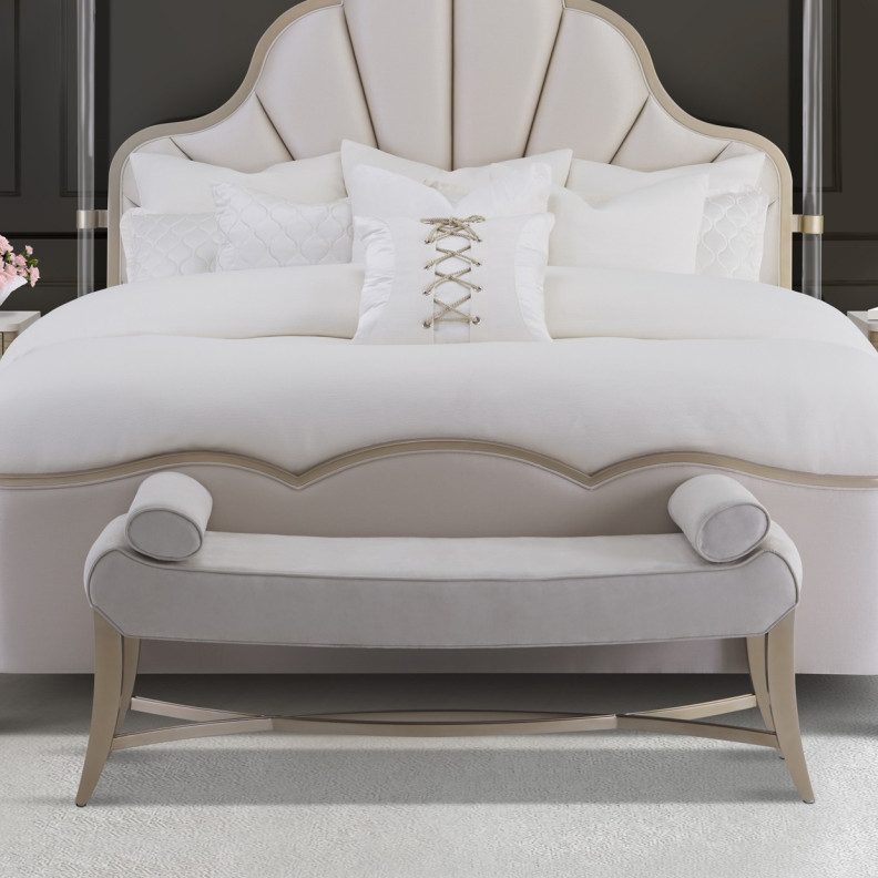 Bed Bench Malibu Crest Chardonnay Finish Collection by Michael Amini. 9007904-822