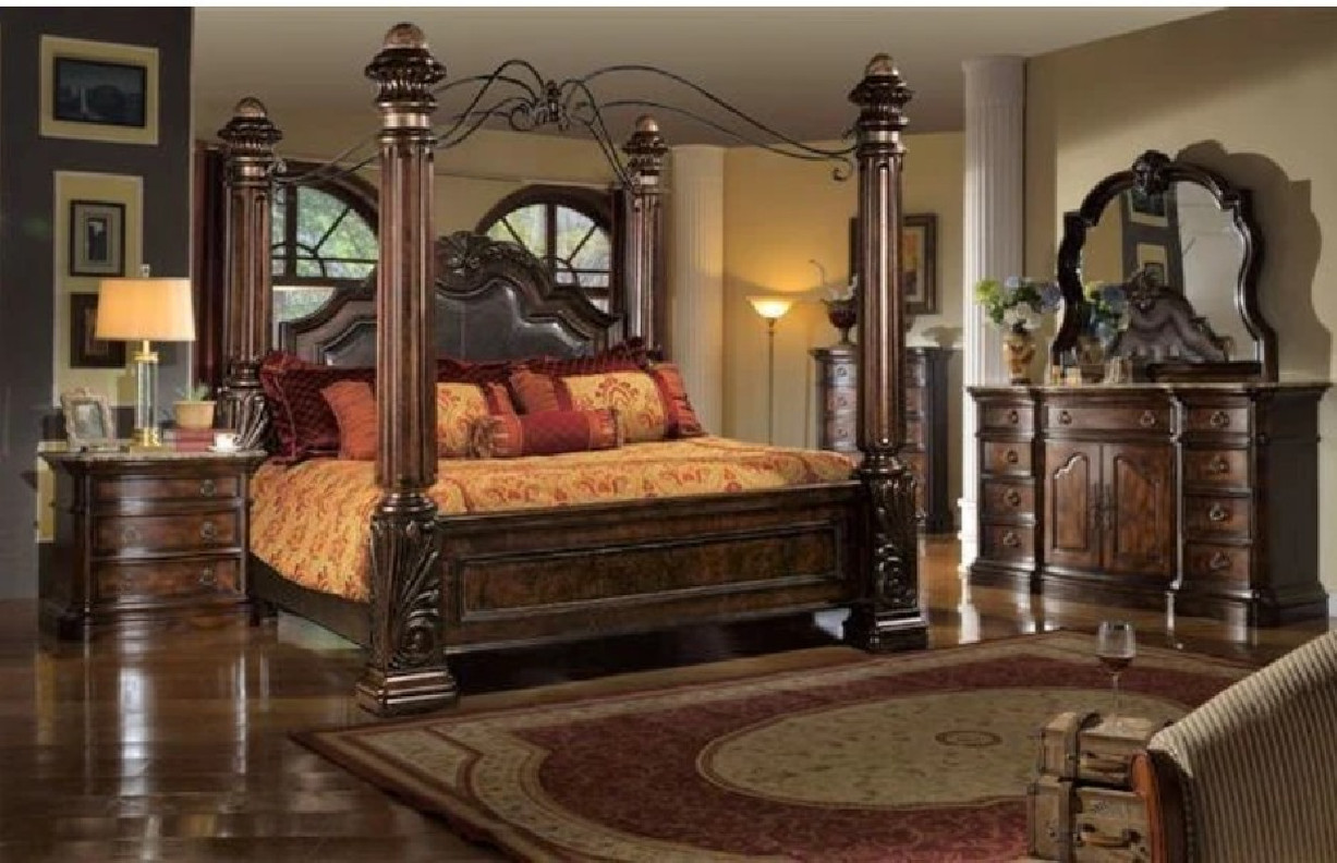 B6005 5PC Queen Bedroom Collection Poster Bed Traditional Style by McFerran Furnishings