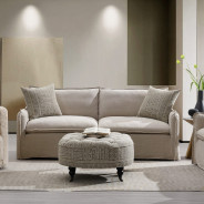 LV03080 2PC Sofa & Loveseat Beige Linen Upendo Collection By Acme Furniture