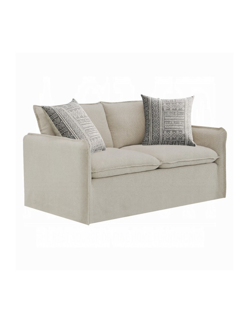 LV03080 2PC Sofa & Loveseat Beige Linen Upendo Collection By Acme Furniture
