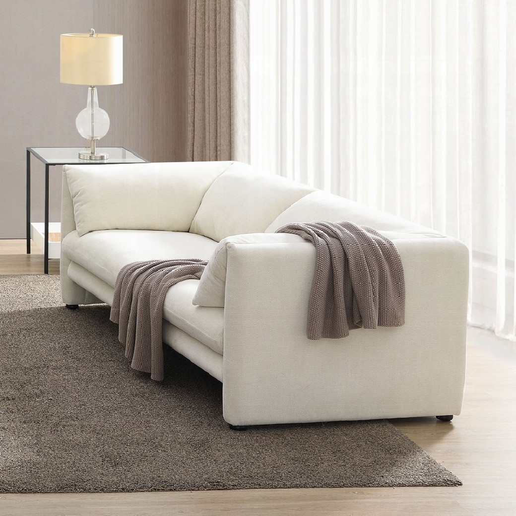 LV04550 2PC Sofa & Loveseat Boucle & Beige Linen Modern Style by Acme Furniture