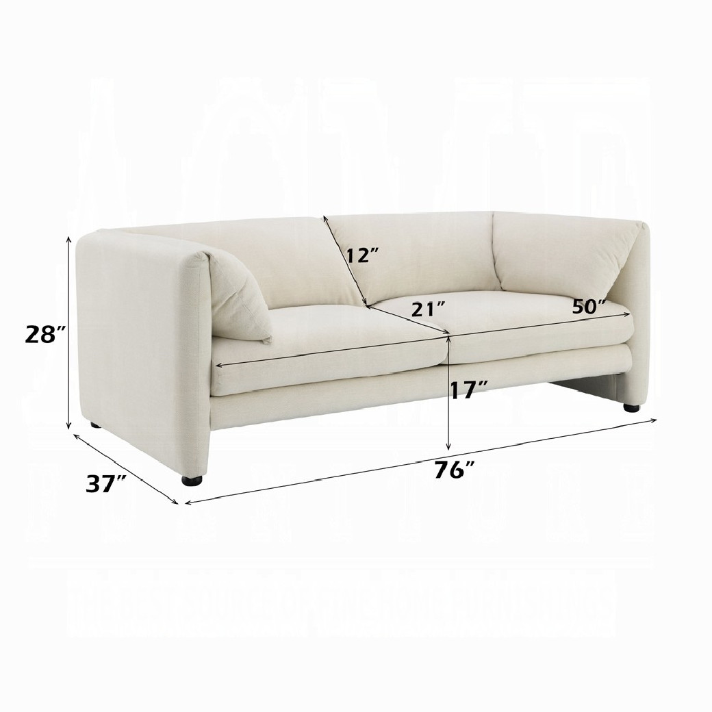 LV04550 2PC Sofa & Loveseat Boucle & Beige Linen Modern Style by Acme Furniture