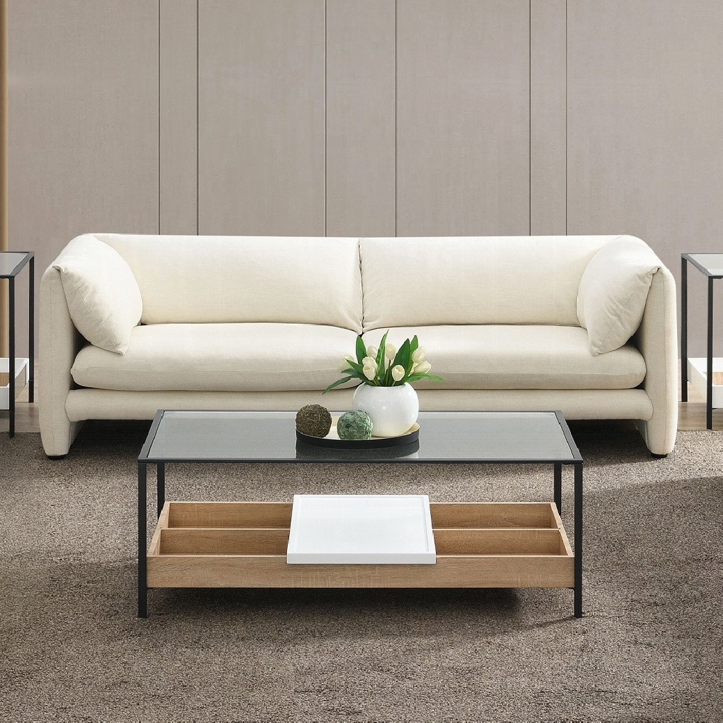 LV04550 2PC Sofa & Loveseat Boucle & Beige Linen Modern Style by Acme Furniture