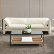 LV04550 2PC Sofa & Loveseat Boucle & Beige Linen Modern Style by Acme Furniture