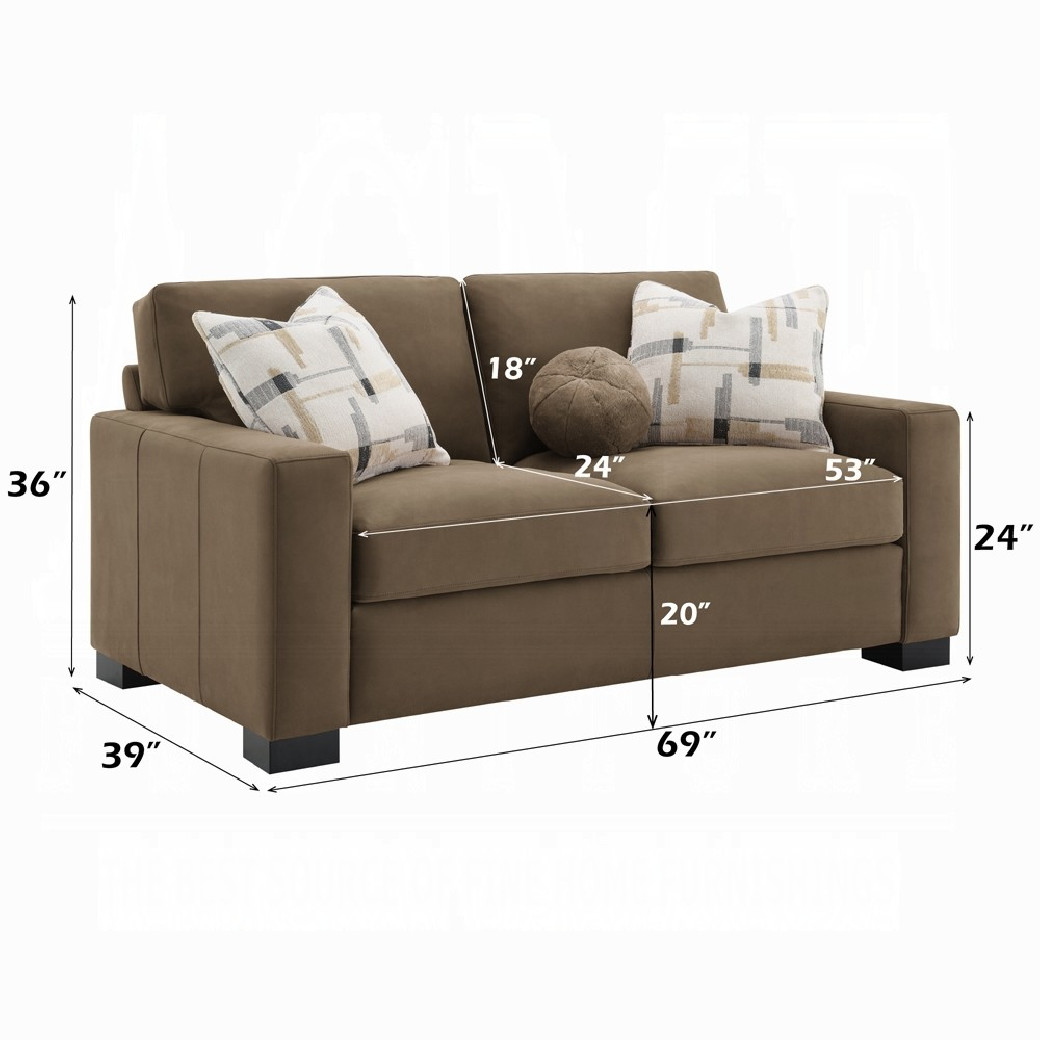 LV04530 2PC Sofa & Loveseat Brown Suede Fabric by Acme Furniture
