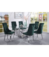 70140 7PC Dining Set Contemporary Style Metal Base Green Upholstery by Acme Furniture