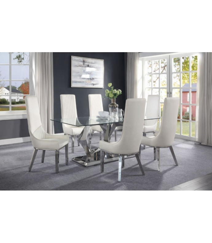 Clear Glass Top & Stainless Steel Dining set By Acme Furniture