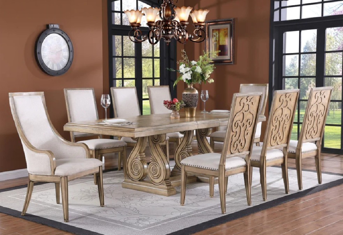 D4100 7PC Dining Set Antique White Wash By McFerran Furnishings