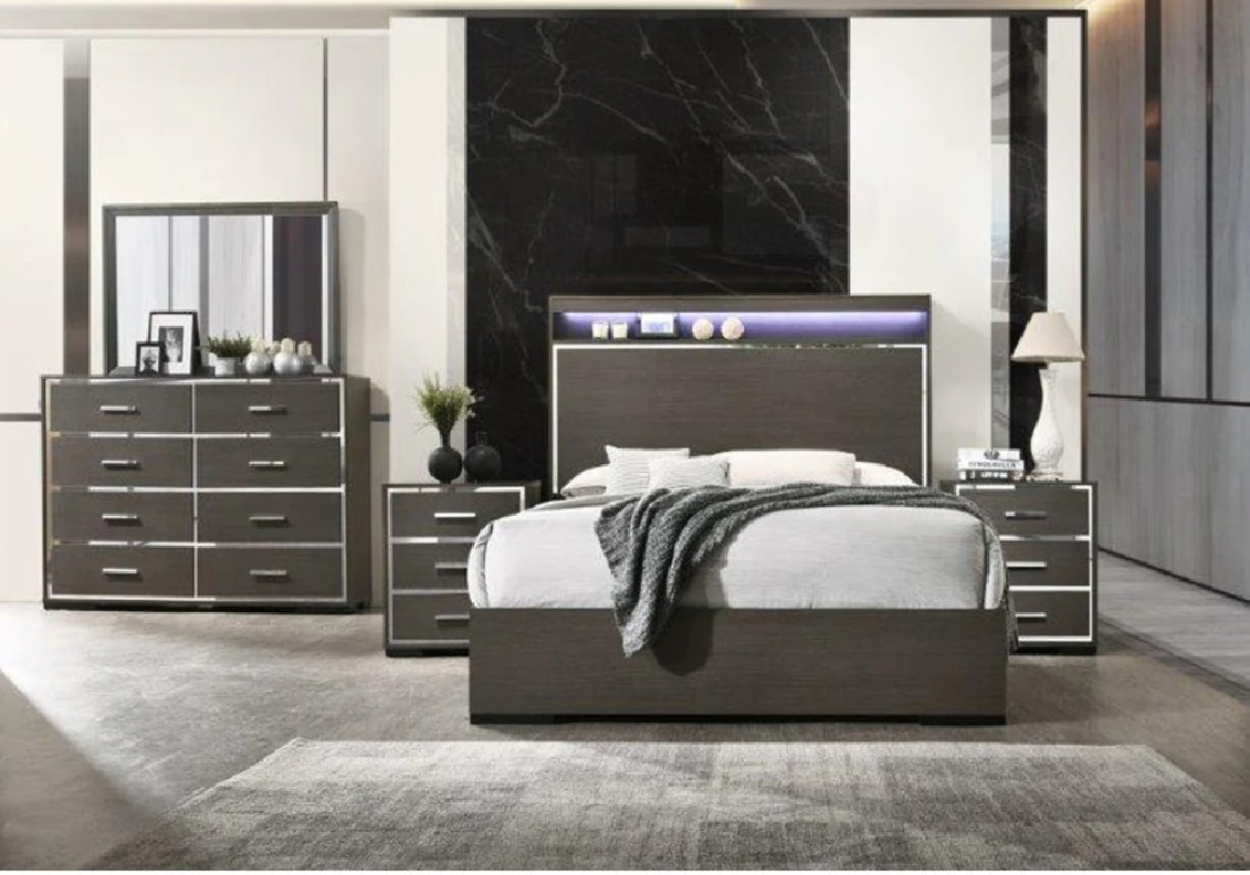 B215 Queen Bedroom Set Gray Finish | McFerran Furniture Phoenix AZ