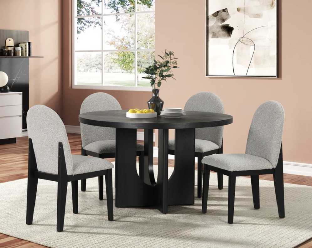 D2085 5PC Dining Set Round Table By Mc Ferran Furnishing