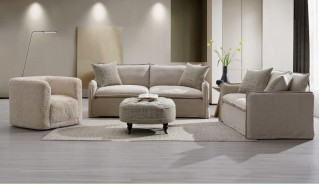 LV03080 2PC Sofa & Loveseat Beige Linen Upendo Collection By Acme Furniture