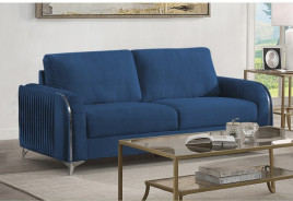 LV01774 2PC Sofa & Loveseat Blue Velvet Contemporary Style Wenona Collection By Acme Furniture