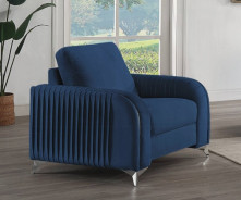 LV01774 2PC Sofa & Loveseat Blue Velvet Contemporary Style Wenona Collection By Acme Furniture