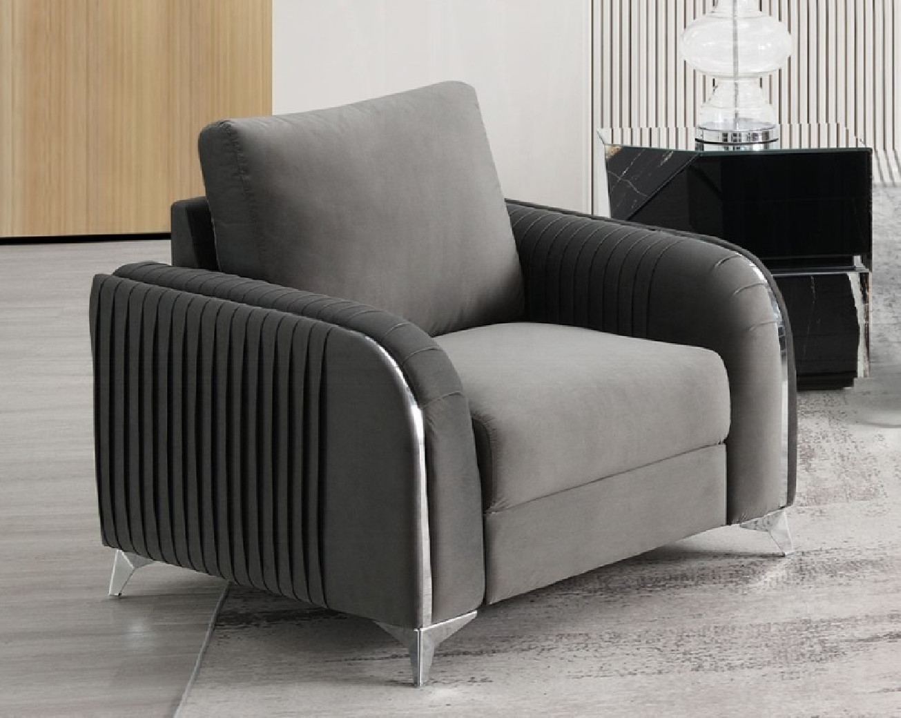 LV01710 2PC Sofa & Loveseat Gray Velvet Contemporary Style Wenona Collection By Acme Furniture