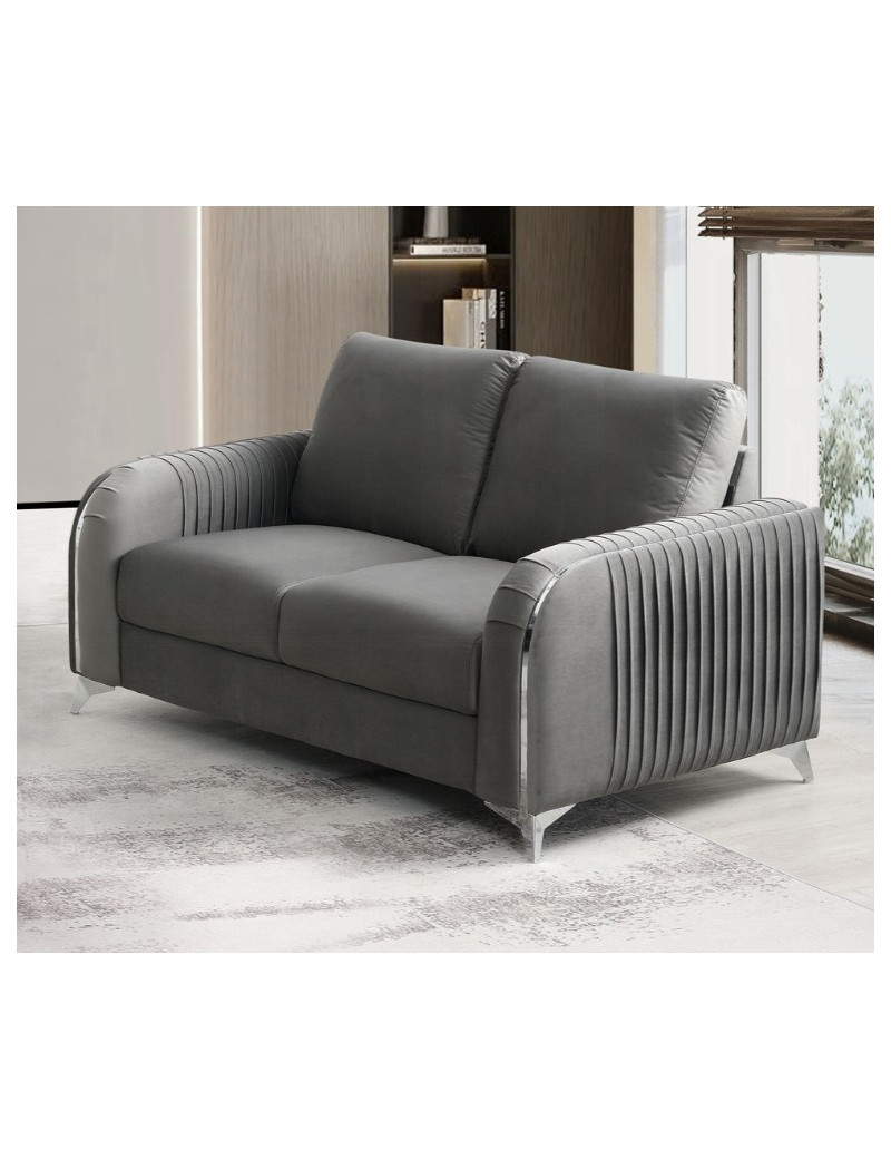 LV01710 2PC Sofa & Loveseat Gray Velvet Contemporary Style Wenona Collection By Acme Furniture