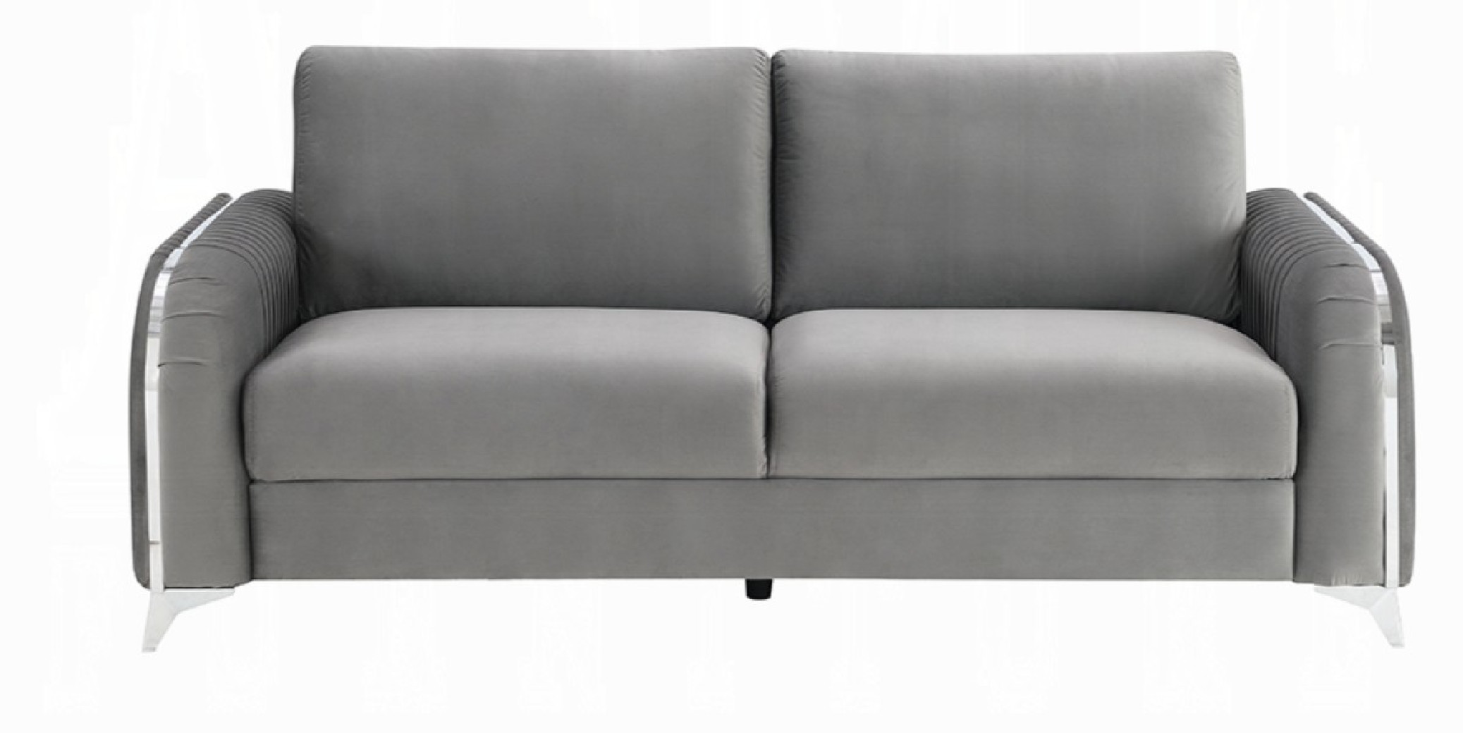 LV01710 2PC Sofa & Loveseat Gray Velvet Contemporary Style Wenona Collection By Acme Furniture
