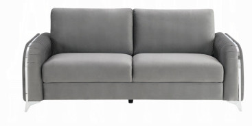 LV01710 2PC Sofa & Loveseat Gray Velvet Contemporary Style Wenona Collection By Acme Furniture