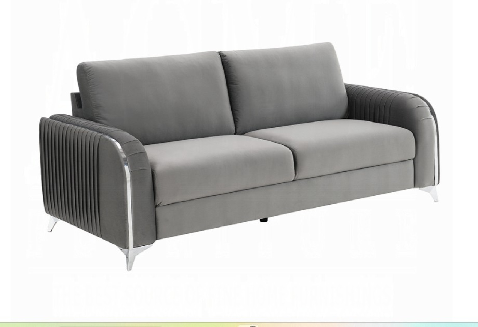 LV01710 2PC Sofa & Loveseat Gray Velvet Contemporary Style Wenona Collection By Acme Furniture