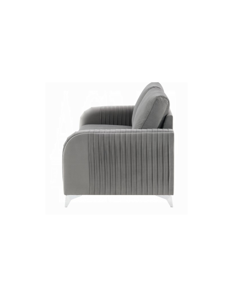 LV01710 2PC Sofa & Loveseat Gray Velvet Contemporary Style Wenona Collection By Acme Furniture