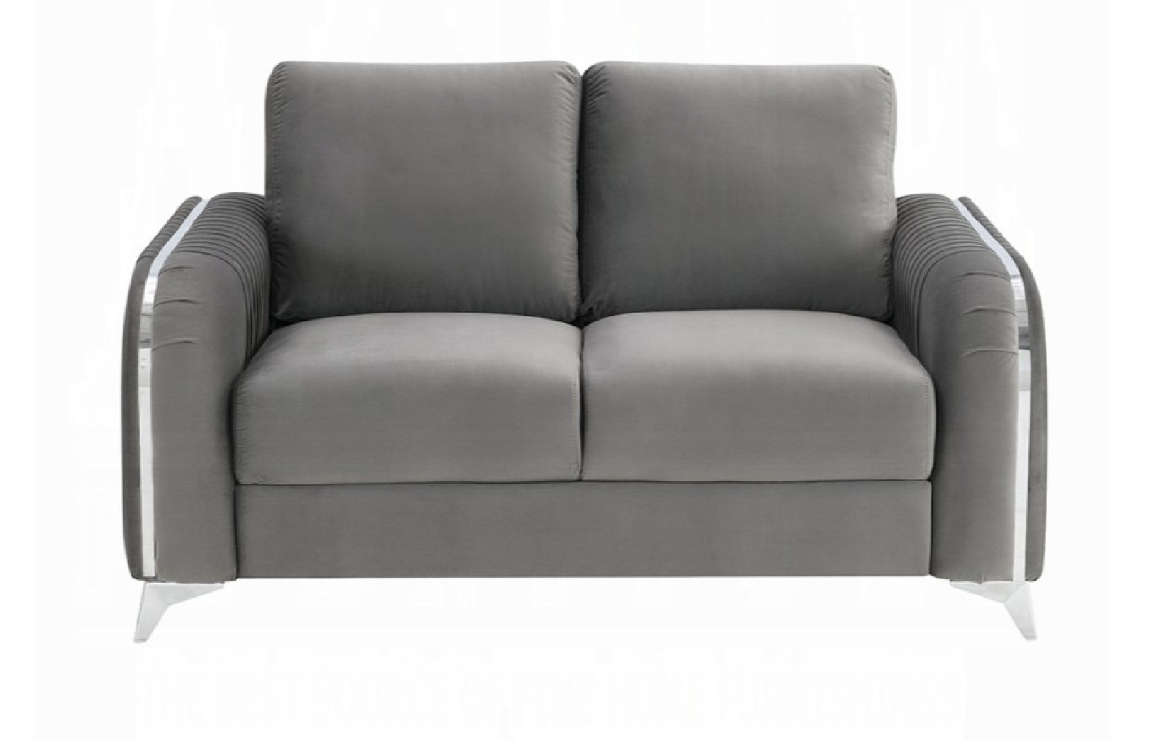 LV01710 2PC Sofa & Loveseat Gray Velvet Contemporary Style Wenona Collection By Acme Furniture