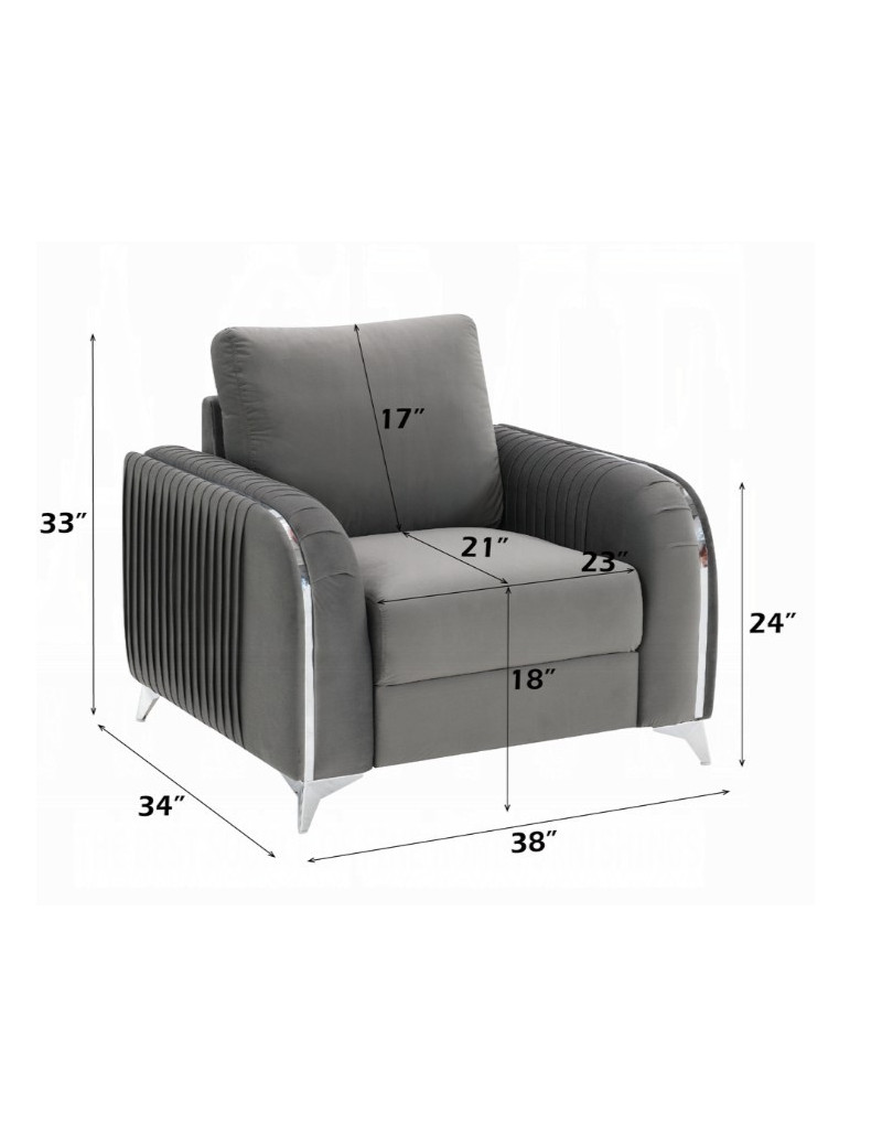 LV01710 2PC Sofa & Loveseat Gray Velvet Contemporary Style Wenona Collection By Acme Furniture